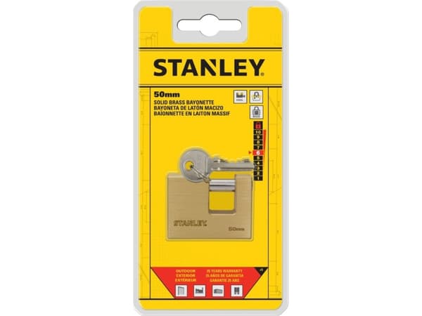 Stanley 81090 371 401 hänglås 50 mm mässing, stål nyckellås