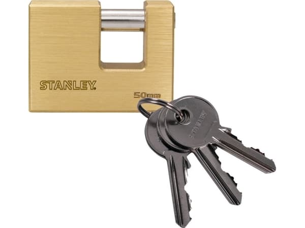 Stanley 81090 371 401 hänglås 50 mm mässing, stål nyckellås