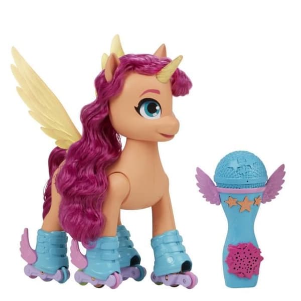 Min lilla ponny Sunny Starscout sjunger på rullskridskor, leksak 22,5 cm fjärrkontroll, 50 reaktioner, ljus och musik