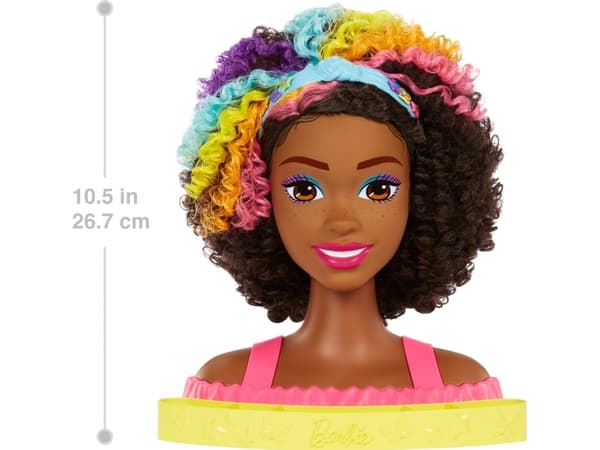 BARBIE STYLING HOVED NEON REGNBUE KRØLLET HÅR HMD79