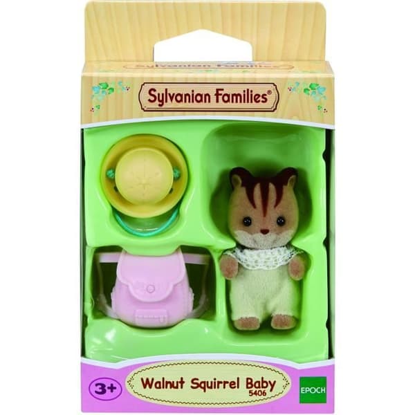 SYLVANIAN FAMILIES Figurine - Baby ekorre med hatt och väska
