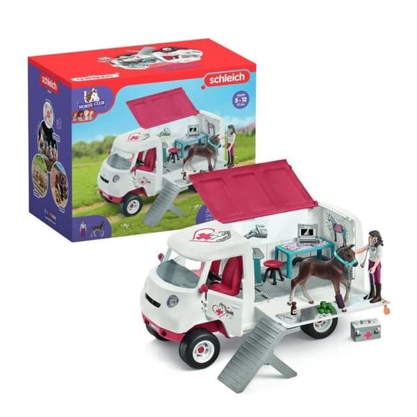 Mobil veterinär, lekset med 1 karaktär, 1 Schleich Hannoverian föl, Schleich 42439 Horse Club, från 5 år