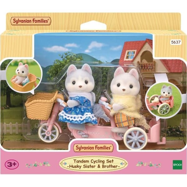 Miniatyrfigurer - SYLVANIAN FAMILIES - 5637 - De husky bröderna och systrarna och deras tandem