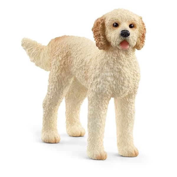 Statyett - SCHLEICH - Goldendoodle-hund - Pudellockar och gyllene päls - Farm World range