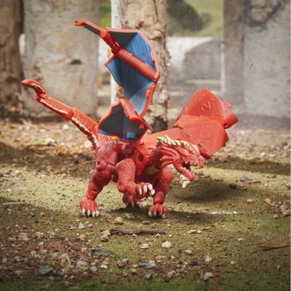 Röd Themberchaud-figur konverterbar till en gigantisk d20 - Dungeons &amp; Dragons - Thieves' Honor