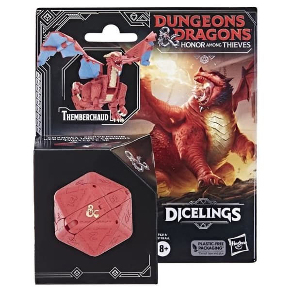 Röd Themberchaud-figur konverterbar till en gigantisk d20 - Dungeons &amp; Dragons - Thieves' Honor