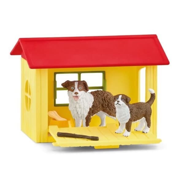 Dog House Figurine, för barn från 3 år och uppåt, box set, 18,8 x 8,2 x 14,7 cm - Schleich 42573 FARM WORLD