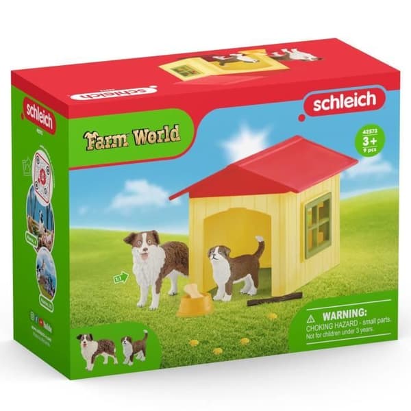 Dog House Figurine, för barn från 3 år och uppåt, box set, 18,8 x 8,2 x 14,7 cm - Schleich 42573 FARM WORLD