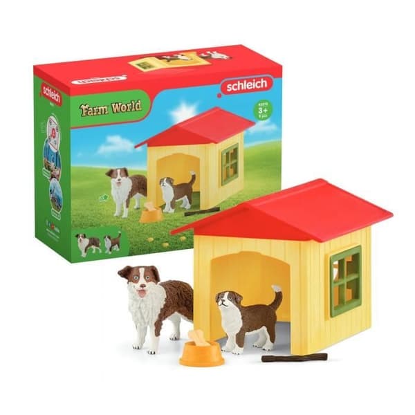 Dog House Figurine, för barn från 3 år och uppåt, box set, 18,8 x 8,2 x 14,7 cm - Schleich 42573 FARM WORLD
