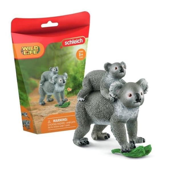 Mom and Baby Koala Figurine, för barn från 3 år och uppåt, 13,6 x 5,8 x 19,2 cm -Schleich 42566 WILD LIFE