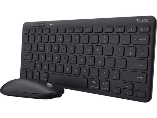 Trust Lyra - Tastatur- og mussett - stille - trådløs - Bluetooth - svart