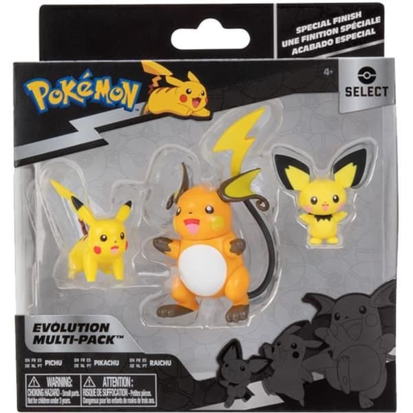 Bandai - Pokémon - Evolution Pack - Pichu figur 5 cm + Pikachu figur 8 cm + Raichu figur 10 cm - JW2778