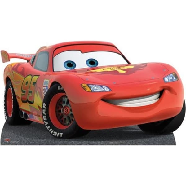 Disney Cars Lightning McQueen kartongfigur i naturlig storlek - röd - för barn från 3 år och uppåt