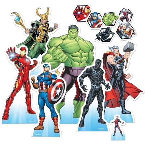 Marvel AVENGERS kartongfigurer - Set med 7 + 6 hjälteikoner
