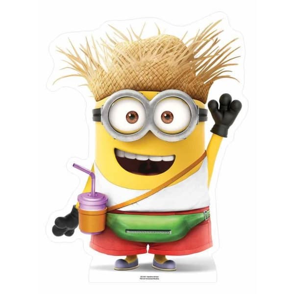 Kartongfigur Vacation Minion med dryck H 80 cm