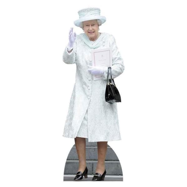 Pappfigur - Ej specificerad - Drottning Elizabeth - 171 cm - Vit - Inomhus