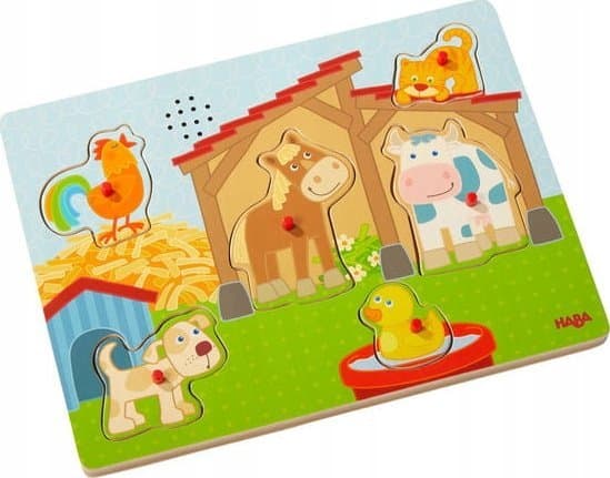 HABA Sounds - Clutching Puzzle On the farm, 6 kpl, Eläimet, 2 vuosi/vuosia