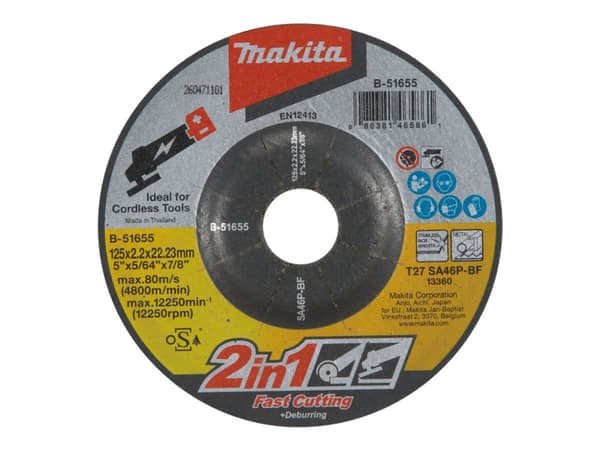 Makita - Hiomalaikat - metallille - 10 kpl - 125 mm - karkeus: SA46P - Makita GA005GZ, GA008GM201, GA008GZ, XGT GA005GZ - hiomalaikoille