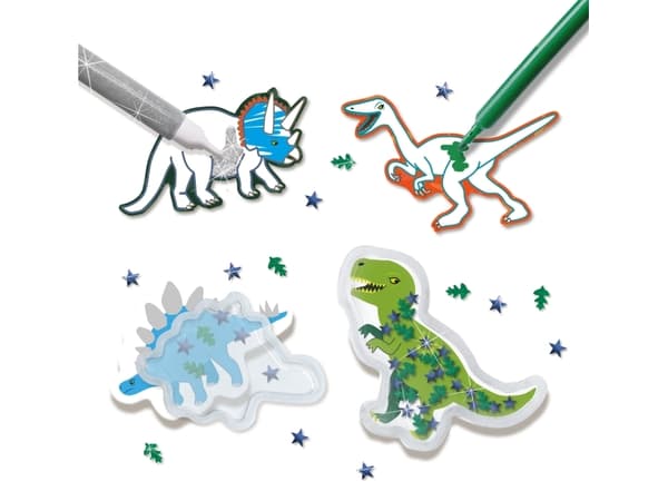 SES Creative Sticker maker dinosaurs, Håndverkssett for barn, 5 år, Fotoark kartong, Flerfarget