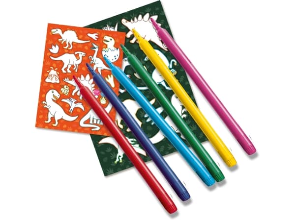 SES Creative Sticker maker dinosaurs, Håndverkssett for barn, 5 år, Fotoark kartong, Flerfarget