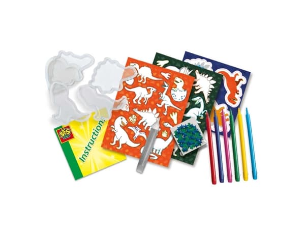 SES Creative Sticker maker dinosaurs, Håndverkssett for barn, 5 år, Fotoark kartong, Flerfarget