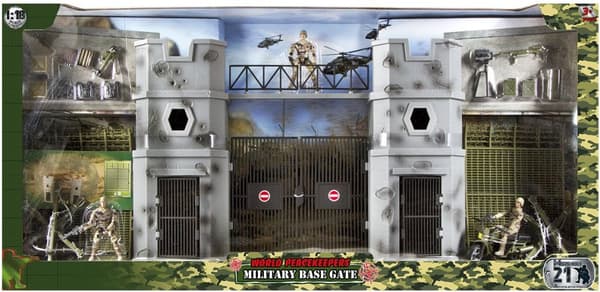 World Peacekeepers 1:18 Militärbas Port med 3 actionfigurer