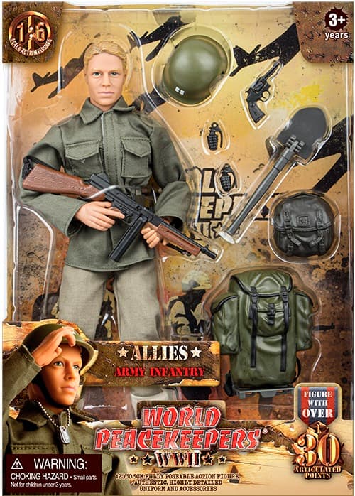 WW2 Allierad infanterist actionfigur 30,5cm m. tillbehör
