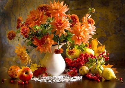Enjoy Puzzle 1000 el. stilleben med orange dahlior