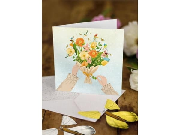 Large card with 2 flying butterflies Bouquet