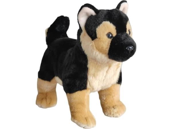 Dubi maskothund tysk hyrde plysjleketøy 26 cm myk kosebamsehund