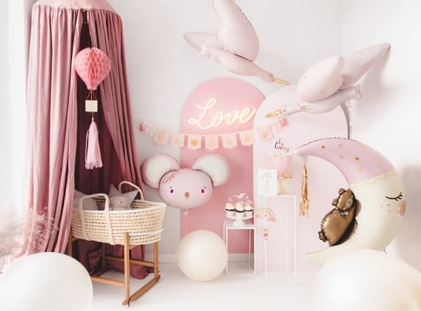 PartyDeco GRL100-081J, Garland, Cotton, Gold, Pink, Monochromatic, Party, Universal