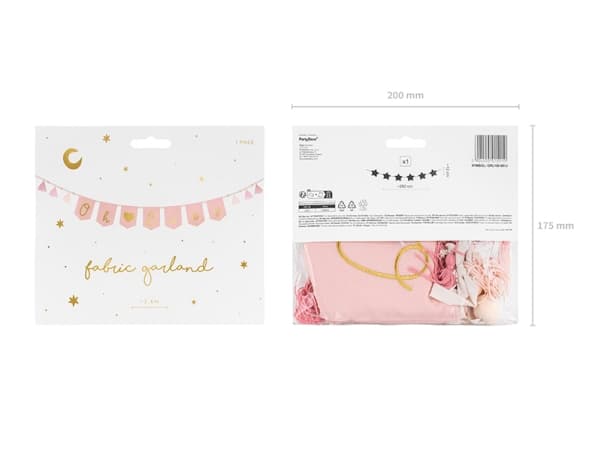 PartyDeco GRL100-081J, Garland, Cotton, Gold, Pink, Monochromatic, Party, Universal