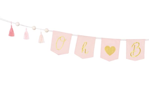 PartyDeco GRL100-081J, Garland, Cotton, Gold, Pink, Monochromatic, Party, Universal