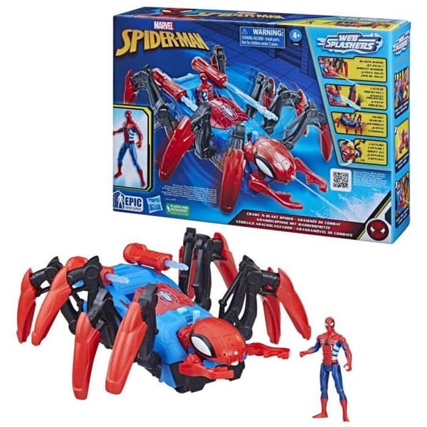 Spider-Man Combat Spider Vehicle Figure - Avfyrar vatten och projektiler - från 4 år och uppåt - HASBRO, Marvel