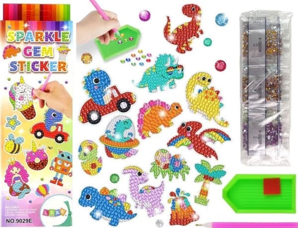 LeanToys Set of Diamond Embroidery Stickers Mosaic Dinosaurs
