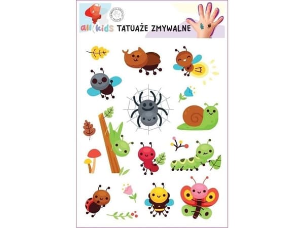 Pestävät tatuoinnit lapsille Happy hyönteiset