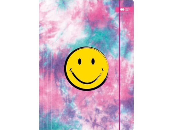 Pappmappe med strikk, SMILE, rosa, 24x31cm, Happy Color