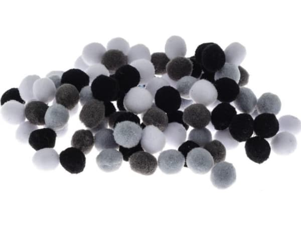 Grå pompoms 10mm 100st