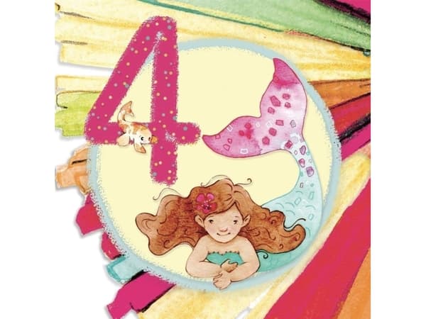 Firkantet kort CL4204_PO Birthday 4 Girl