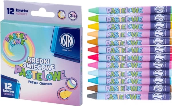 Astra PASTEL-kritor 12 färger Astra