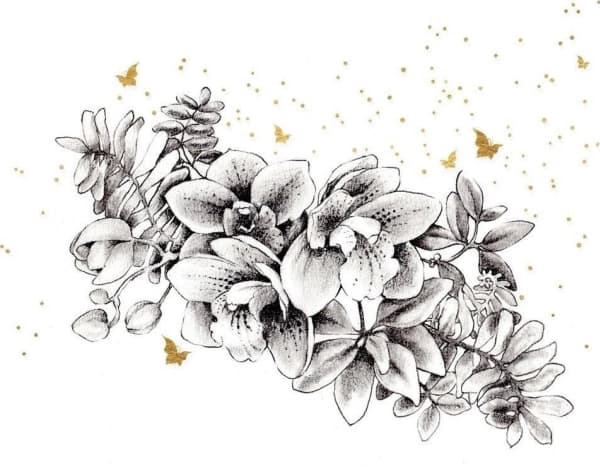 Förgyllt fyrkantigt kort CL3821_BL Blommor