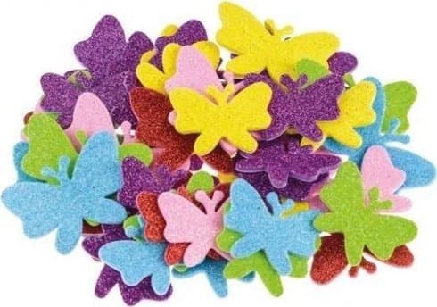 BREWIS Skumklistremerker sommerfugler med glitter 42 stk