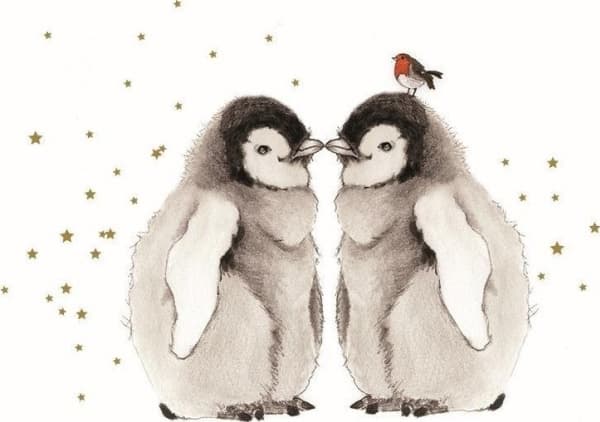 Clear Creations Förgyllt fyrkantigt kort CL3905_BL Penguins birdie
