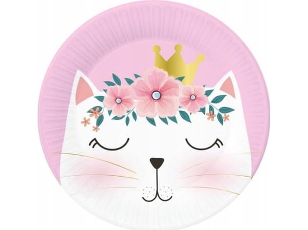 Papirtallerkener Kattunge 18cm 6stk
