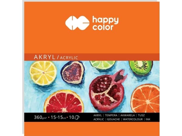 Blok do akrylu, Art, 15x15, 10 ark, 360g, Happy Color