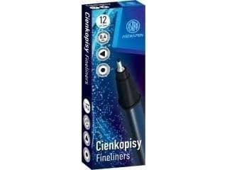 Trekantet sort fineliner (12 stk) ASTRA