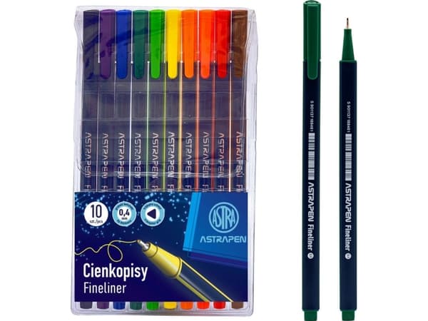 Astra Trekantet farge fineliners for tegning 0,4 mm 10 stk ASTRA