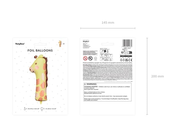 Folieballong 1 giraff 42x90cm