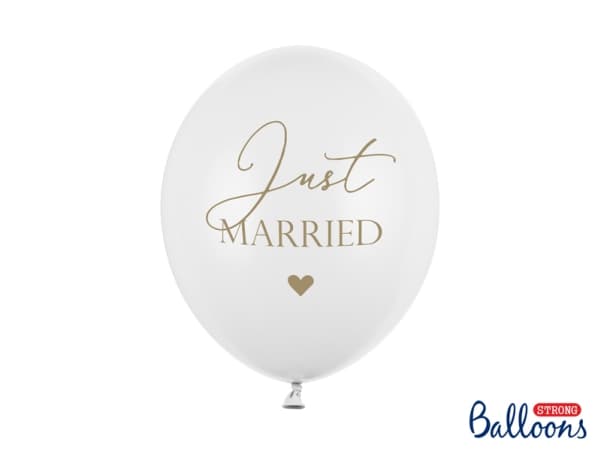PartyDeco SB14P-237-008-6, Toy balloon, Latex, Gull, Hvit, Bryllup, Oval, 30 cm