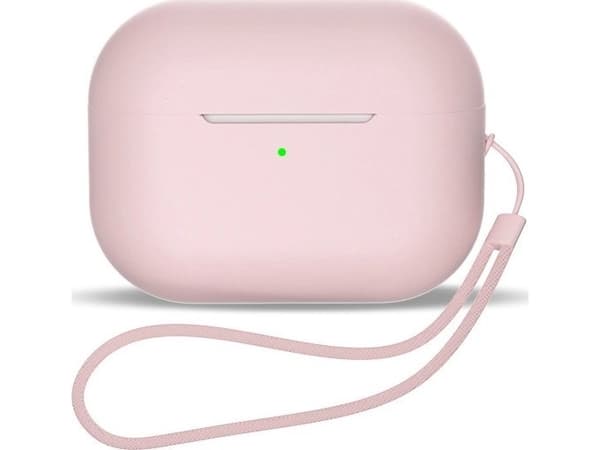 Silikonikotelo AirPods 3:lle + rannehihna - vaaleanpunainen